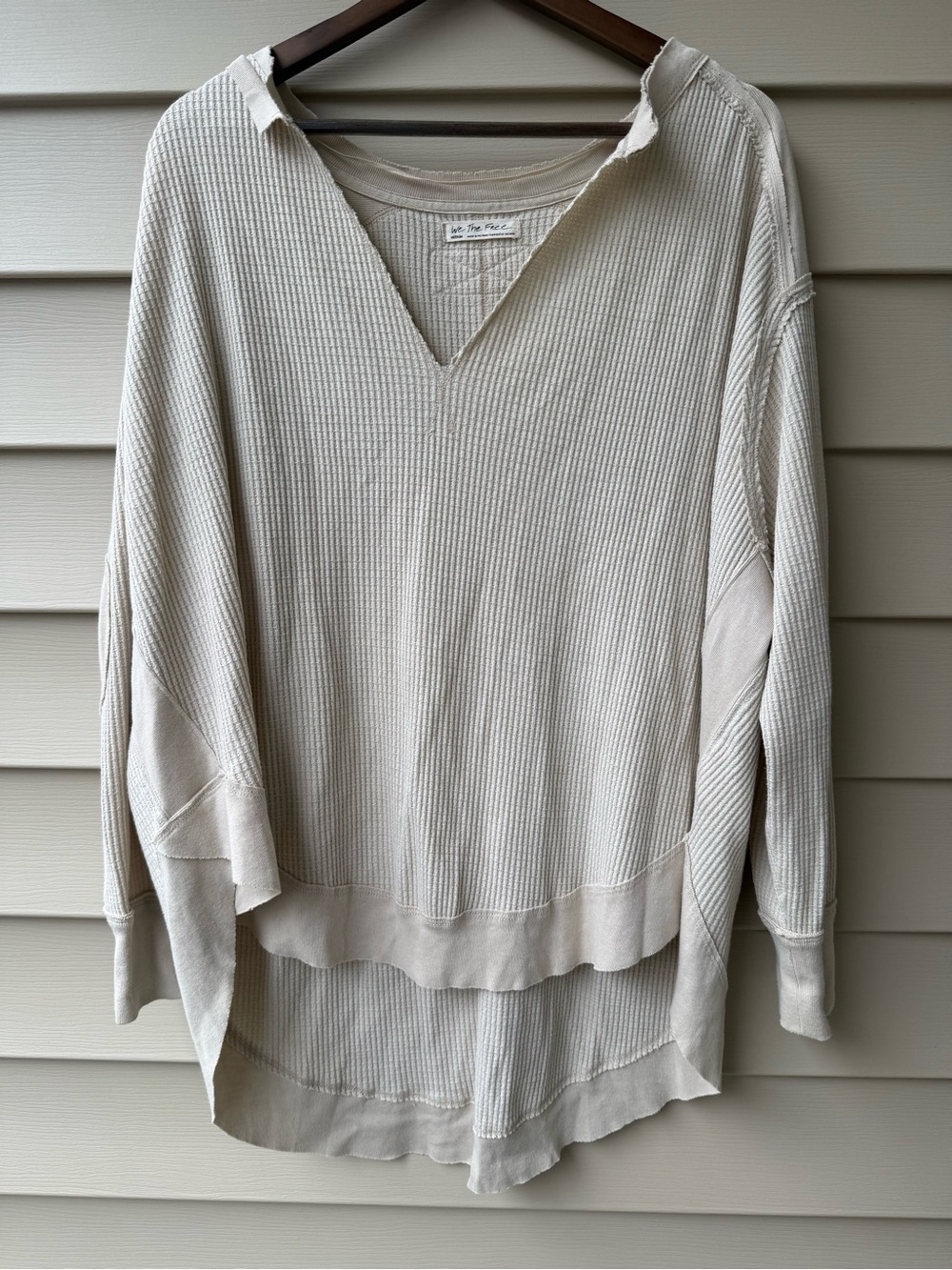 Free People We The Free Thermal Top Medium Ivory Oversized High Low Tunic